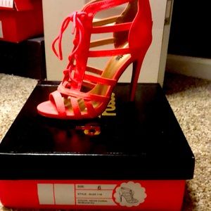 Charlotte Russe Size 6 Neon Coral Heels